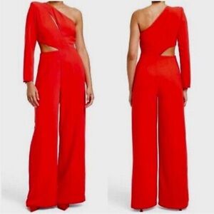 Chic One-Shoulder Red Jumpsuit